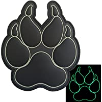 2AFTER1 All Black Blackout Glow Dark K-9 Paw K9 Handler Dogs of War Morale Army Gear PVC Fastener Patch